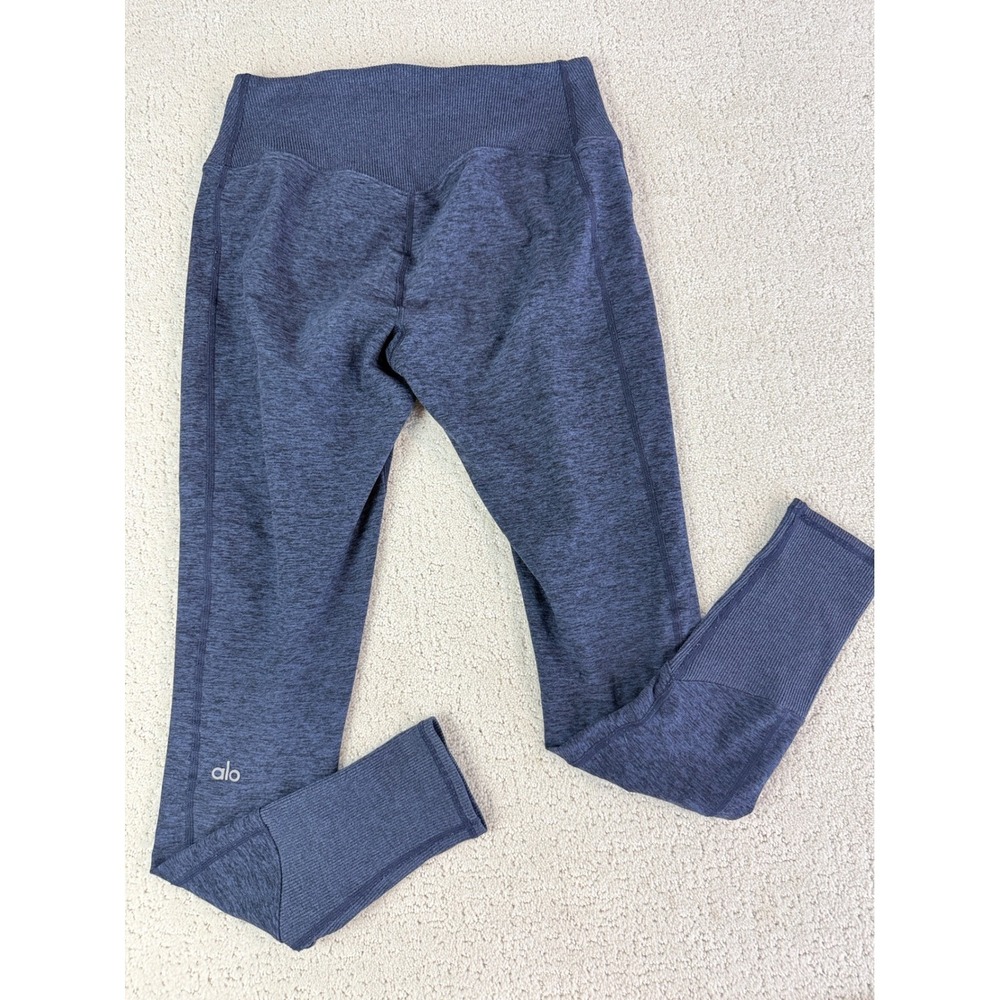 Alo Yoga Alosoft Lounge Leggings Womens Small Navy Heathered Ribbed High Waist